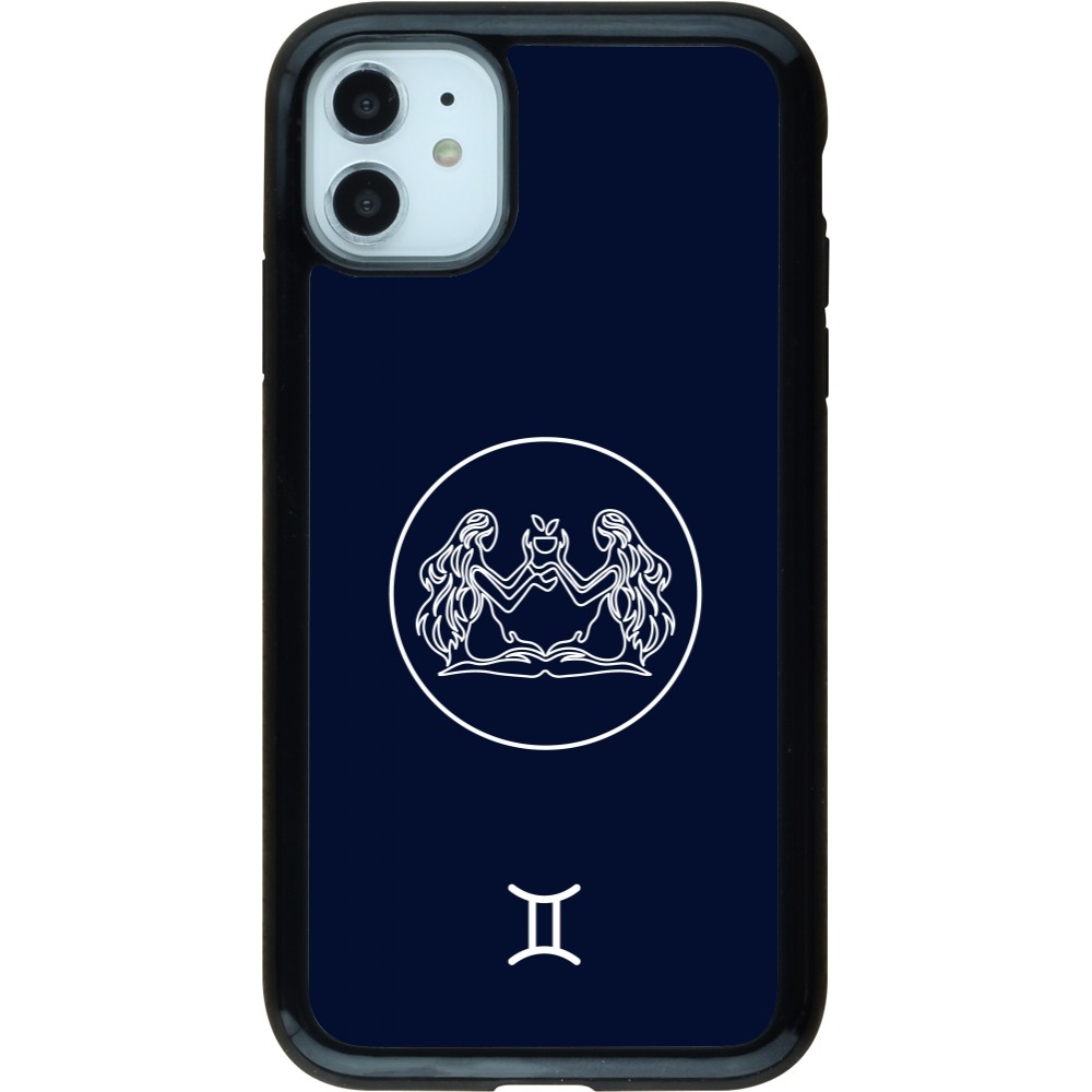 iPhone 11 Case Hülle - Hybrid Armor schwarz Astrologie Zwillinge