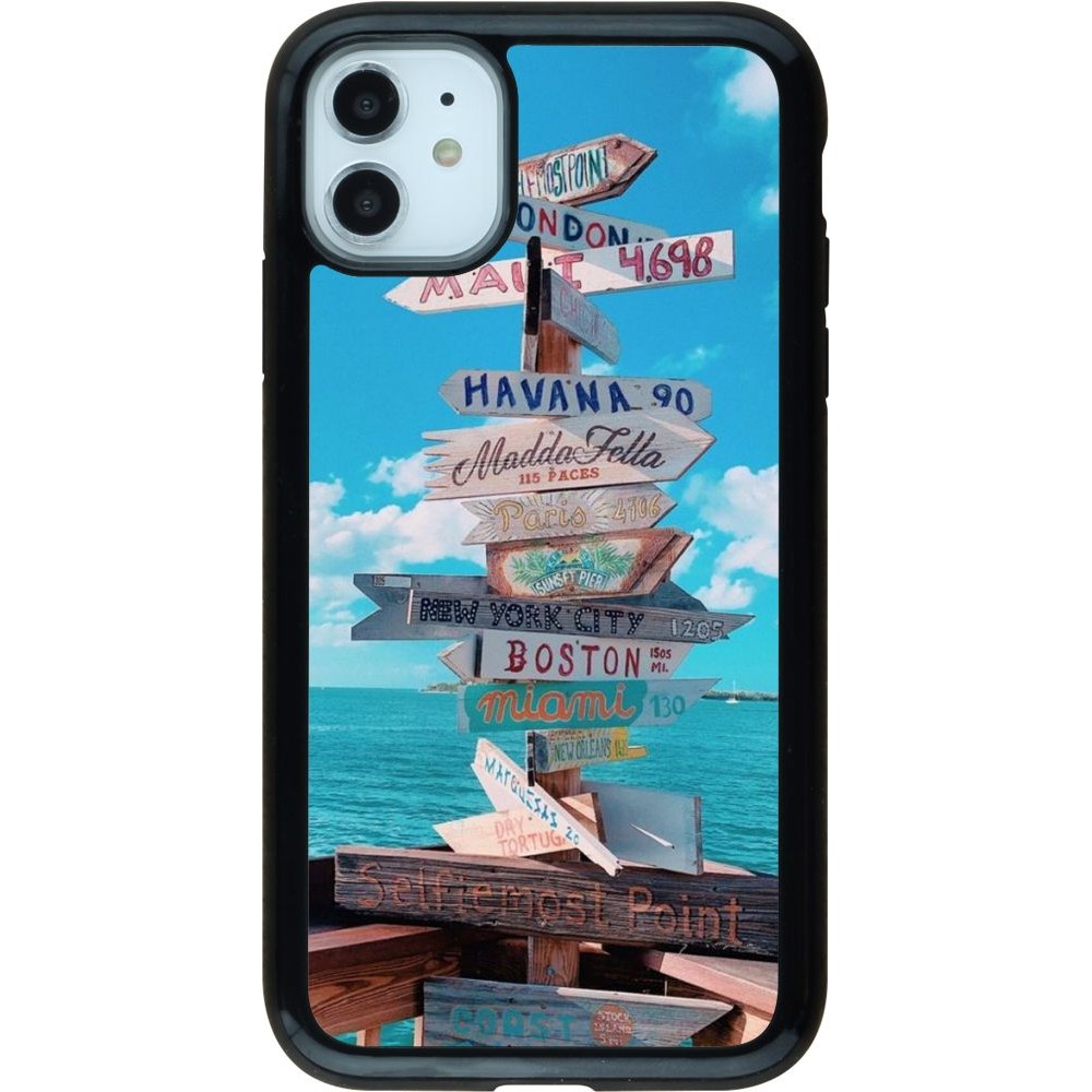 Coque iPhone 11 - Hybrid Armor noir Cool Cities Directions