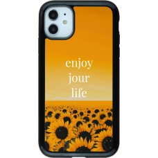 Coque iPhone 11 - Hybrid Armor noir Summer 2025 Enjoy your life