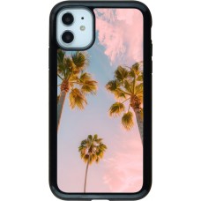 Coque iPhone 11 - Hybrid Armor noir Summer 2025 Palmiers