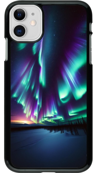 Coque iPhone 11 - Aurore Boréale Étincelante