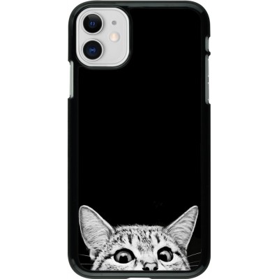 Coque iPhone 11 - Cat Looking Up Black