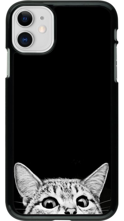 Coque iPhone 11 - Cat Looking Up Black