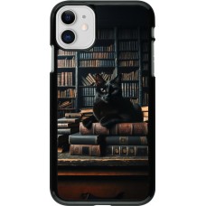 iPhone 11 Case Hülle - Katze Bücher dunkel