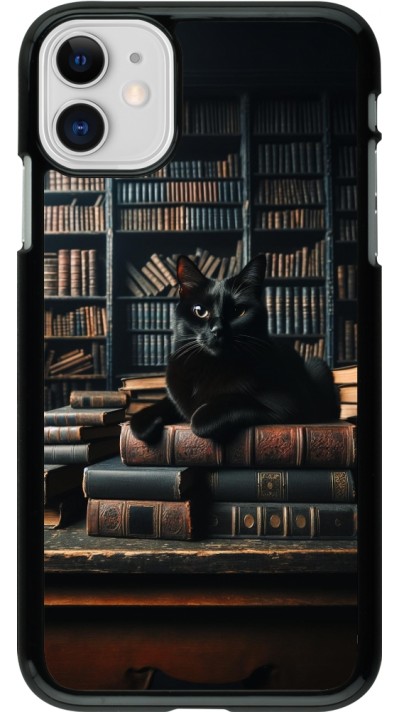 iPhone 11 Case Hülle - Katze Bücher dunkel