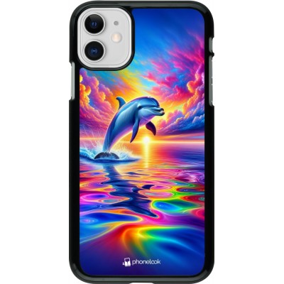 iPhone 11 Case Hülle - Glücklicher Regenbogen-Delfin