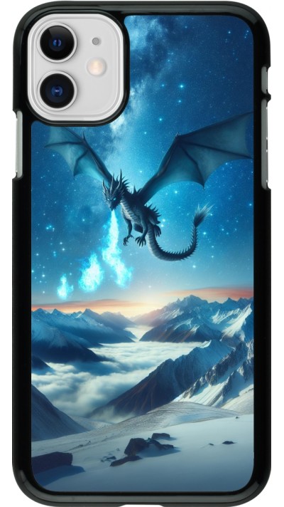 Coque iPhone 11 - Dragon nocturne montagne