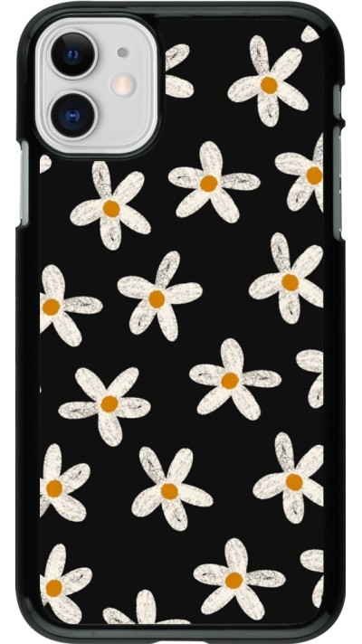 Coque iPhone 11 - Easter 2024 white on black flower