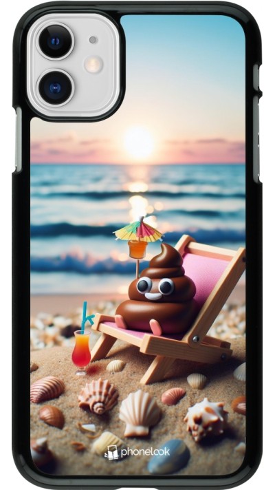 Coque iPhone 11 - Emoji caca sur chaise longue
