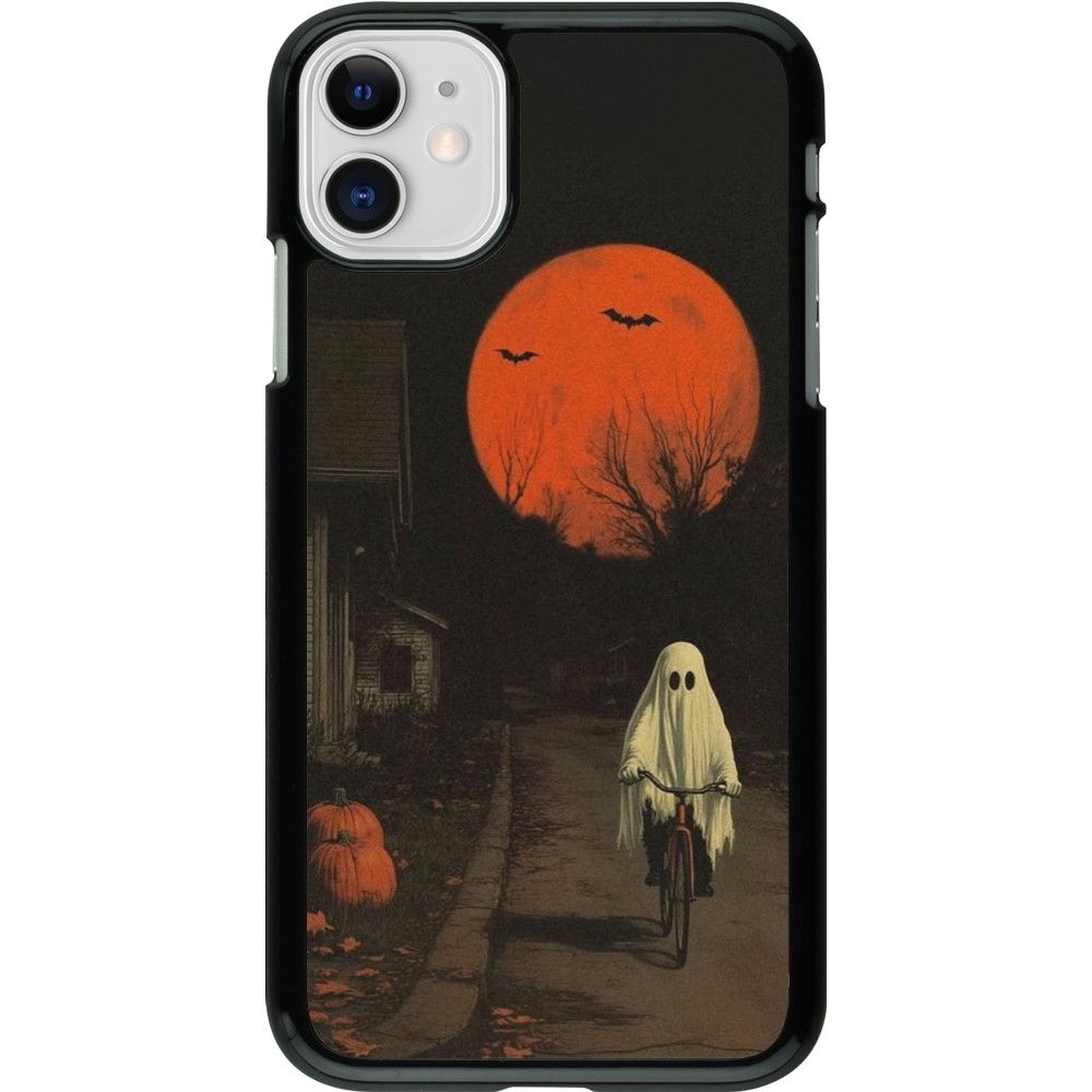 iPhone 11 Case Hülle - Halloween 2025 Ghost on a bicycle