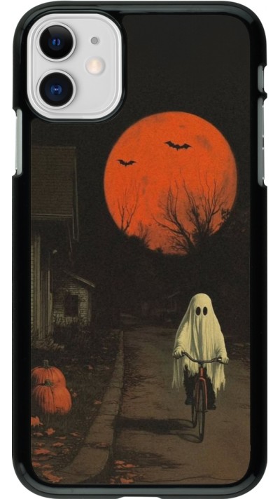 iPhone 11 Case Hülle - Halloween 2025 Ghost on a bicycle