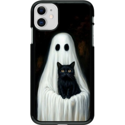 iPhone 11 Case Hülle - Halloween 2025 Ghost with black cat