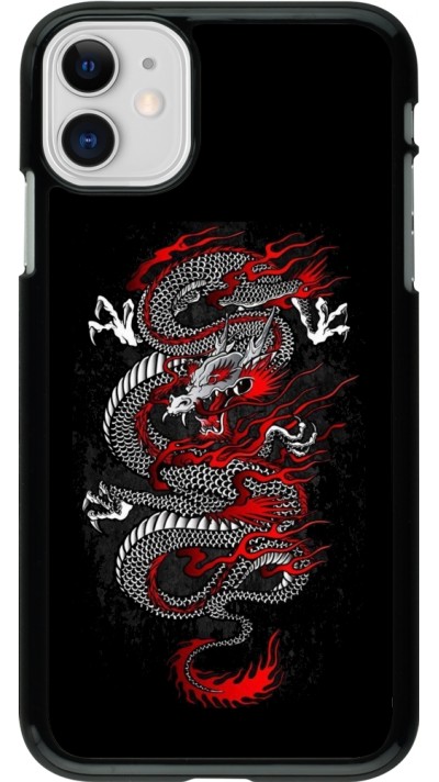 Coque iPhone 11 - Japanese style Dragon Tattoo Red Black
