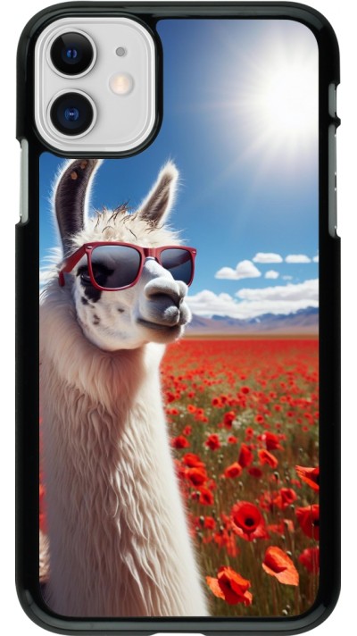 Coque iPhone 11 - Lama Chic en Coquelicot