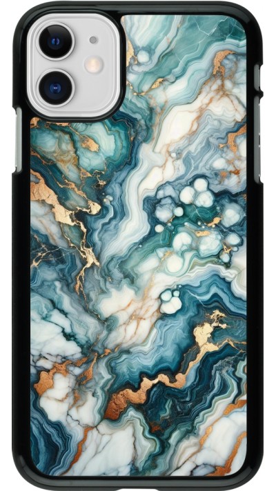 iPhone 11 Case Hülle - Grüner Blauer Goldener Marmor