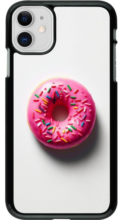 iPhone 11 Case Hülle - Weisser Hintergrund, pinker Donut