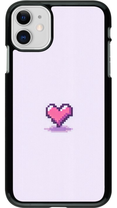 Coque iPhone 11 - Pixel Coeur Violet Clair