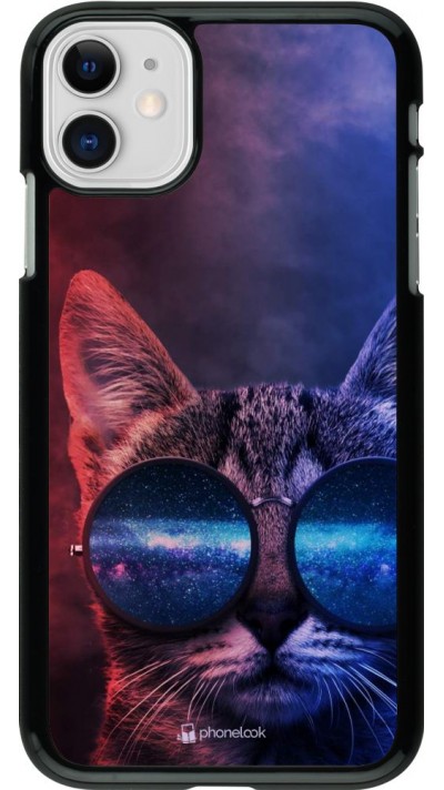 Coque iPhone 11 - Red Blue Cat Glasses