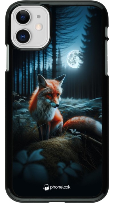 Coque iPhone 11 - Renard lune forêt