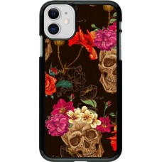 Hülle iPhone 11 - Skulls and flowers