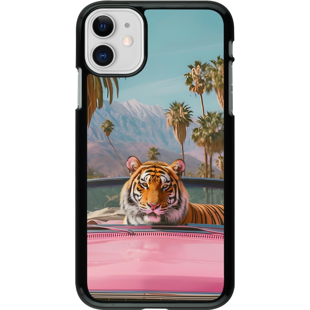 iPhone 11 Case Hülle - Tiger Auto rosa