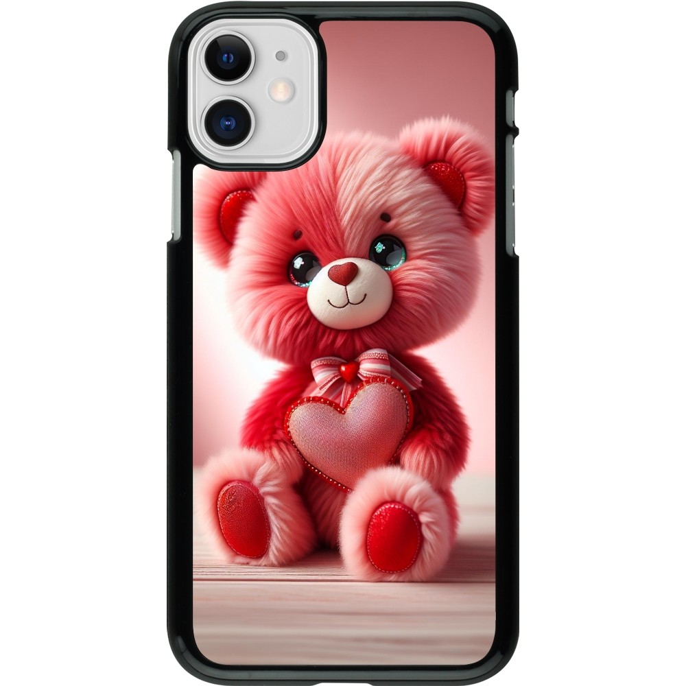 iPhone 11 Case Hülle - Valentin 2024 Rosaroter Teddybär