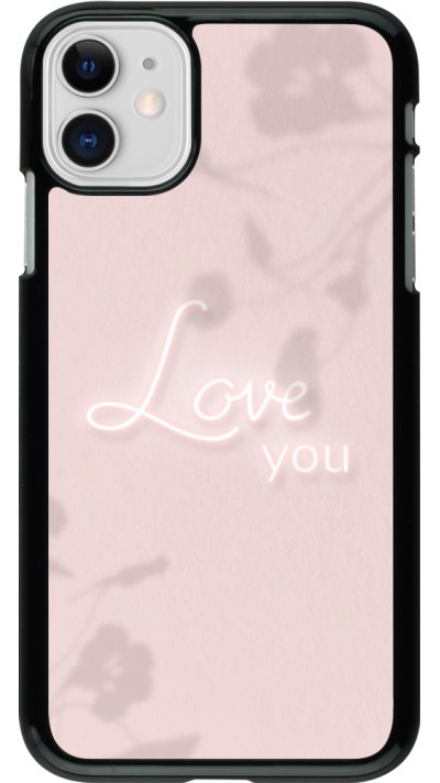 Coque iPhone 11 - Valentine 2023 love you neon flowers shadows