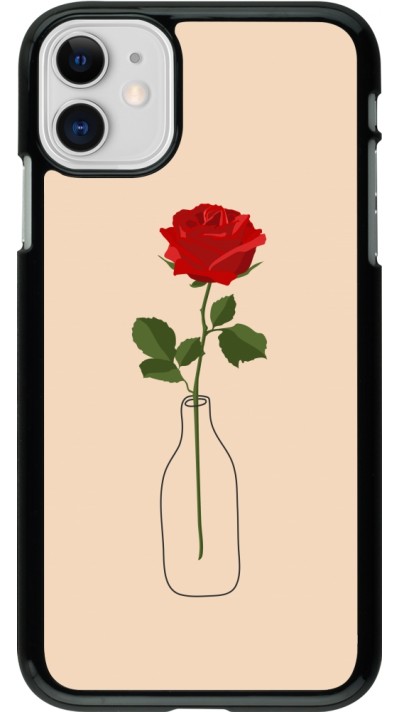 Coque iPhone 11 - Valentine 2023 single rose in a bottle