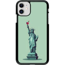 iPhone 11 Case Hülle - Freiheitsstatue mit einem Glas Wein