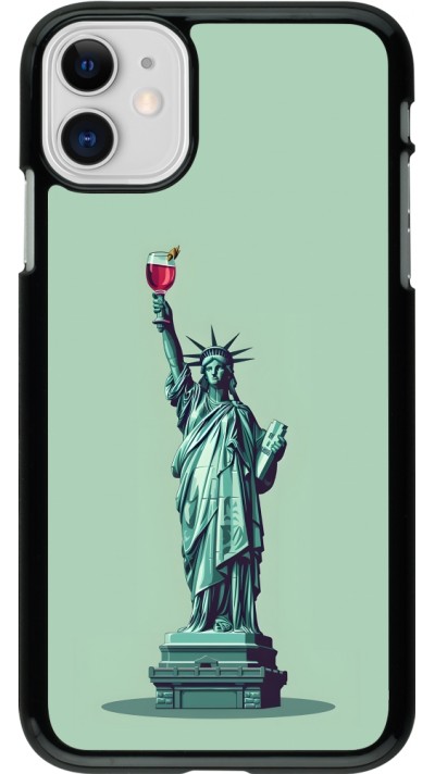 iPhone 11 Case Hülle - Freiheitsstatue mit einem Glas Wein