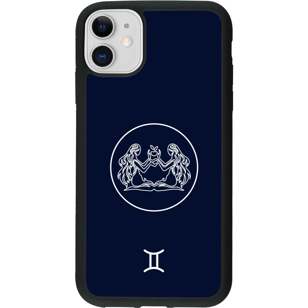 iPhone 11 Case Hülle - Silikon schwarz Astrologie Zwillinge