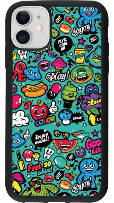 iPhone 11 Case Hülle - Silikon schwarz Cartoons old school