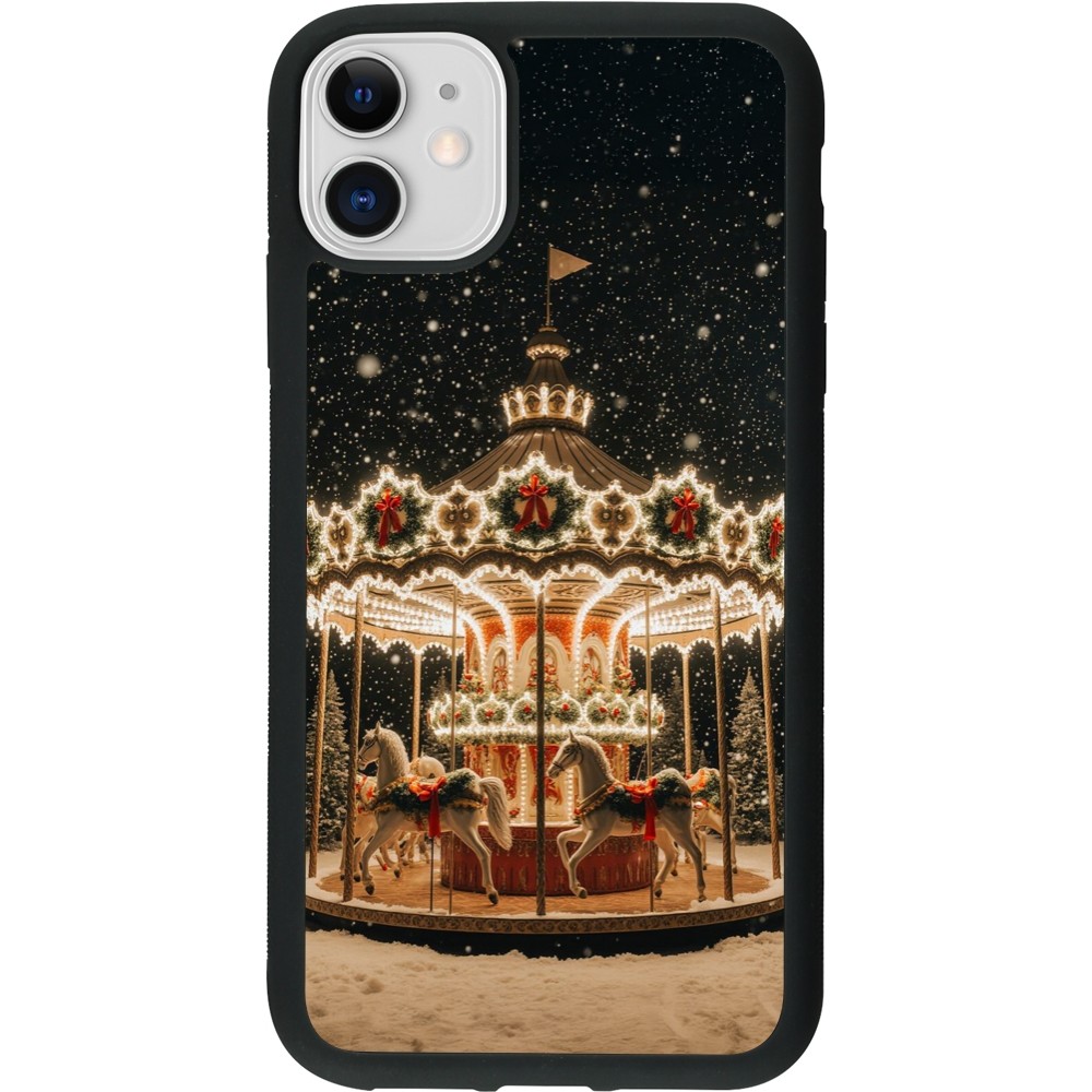 Coque iPhone 11 - Silicone rigide noir Christmas 25 Carousel