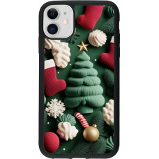 Coque iPhone 11 - Silicone rigide noir Christmas 25 Christmas textiles