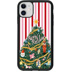 Coque iPhone 11 - Silicone rigide noir Christmas 25 Happy Holiday