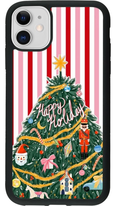 Coque iPhone 11 - Silicone rigide noir Christmas 25 Happy Holiday