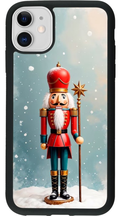 Coque iPhone 11 - Silicone rigide noir Christmas 25 Nutcracker Snow