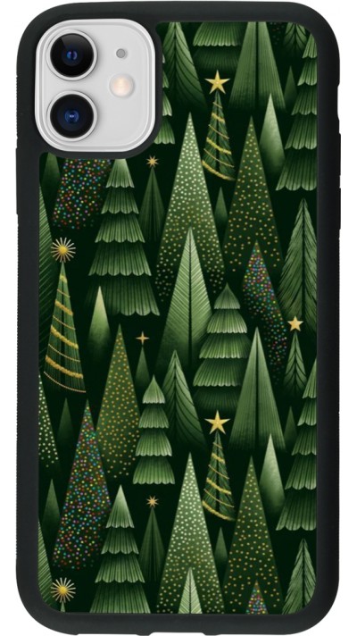 Coque iPhone 11 - Silicone rigide noir Christmas 25 Pattern Xmas Tree