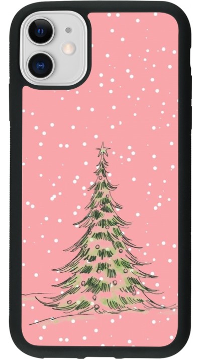 Coque iPhone 11 - Silicone rigide noir Christmas 25 Pink Tree