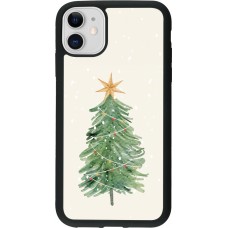 Coque iPhone 11 - Silicone rigide noir Christmas 25 Sketch Tree