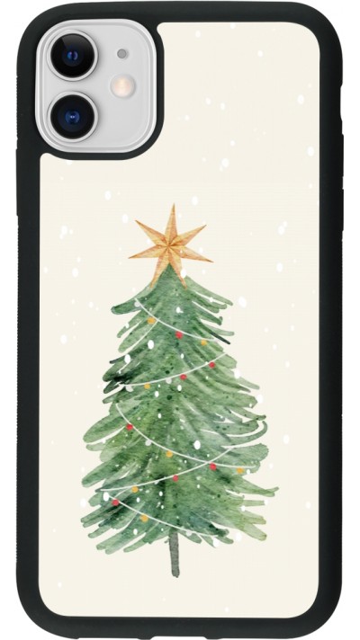 Coque iPhone 11 - Silicone rigide noir Christmas 25 Sketch Tree