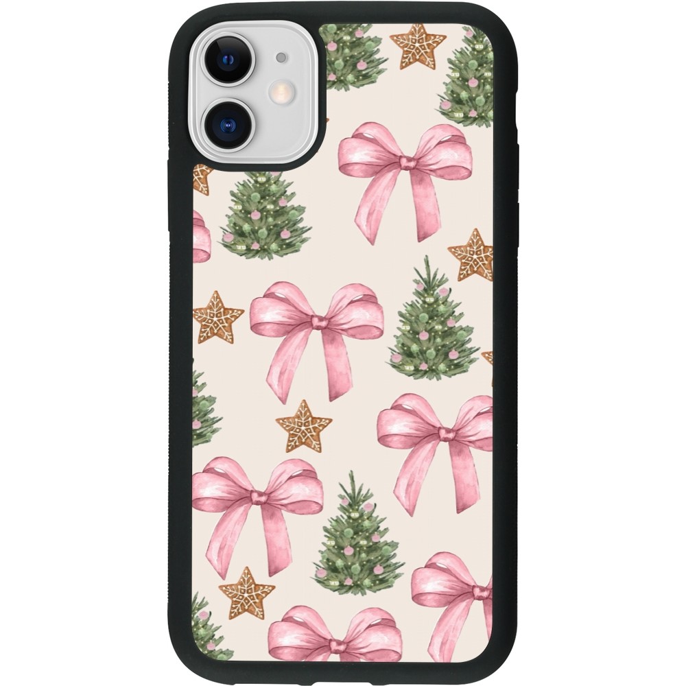 Coque iPhone 11 - Silicone rigide noir Christmas 25 Vintage Ribbons