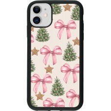 Coque iPhone 11 - Silicone rigide noir Christmas 25 Vintage Ribbons