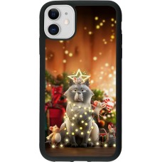 Coque iPhone 11 - Silicone rigide noir Christmas 25 Xmas Cat