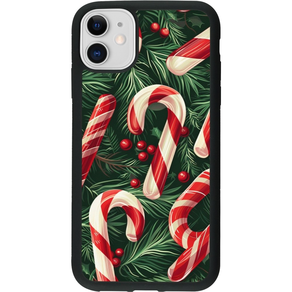 Coque iPhone 11 - Silicone rigide noir Christmas 25 Xmas Stick