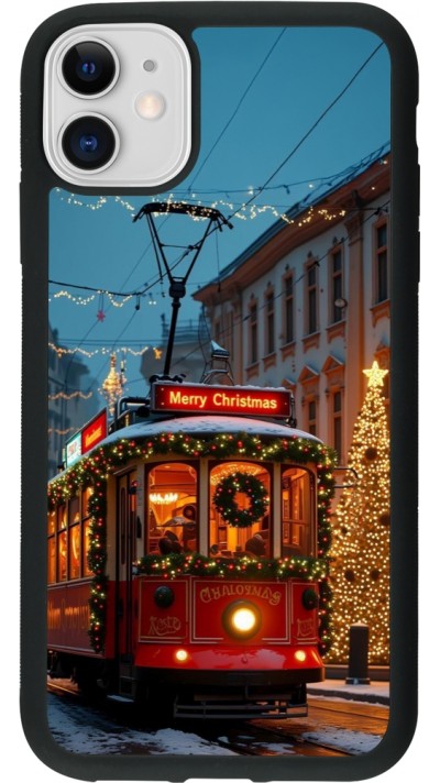 Coque iPhone 11 - Silicone rigide noir Christmas 25 Xmas Train