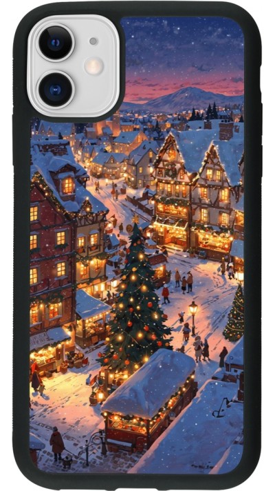 Coque iPhone 11 - Silicone rigide noir Christmas 25 Xmas Village