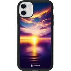 iPhone 11 Case Hülle - Silikon schwarz Sonnenuntergang gelb violett