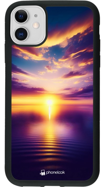 iPhone 11 Case Hülle - Silikon schwarz Sonnenuntergang gelb violett
