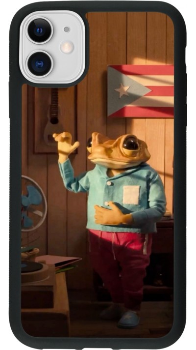 Coque iPhone 11 - Silicone rigide noir Dancing frog DTMF